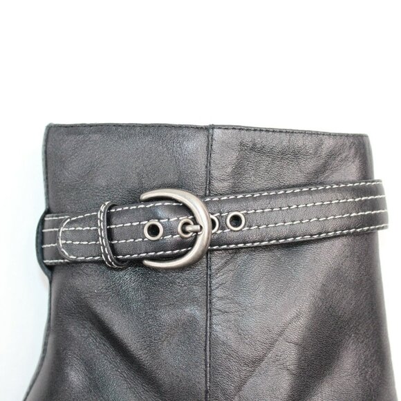 MARKON Womens Sz 9.5M Black Leather High Block Heel Fashion Ankle Boots Booties - Picture 9 of 12